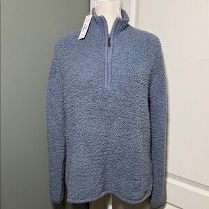 Natural Reflections Sherpa Cabin Quarter Zip Flint Stone Blue Size Medium NWT